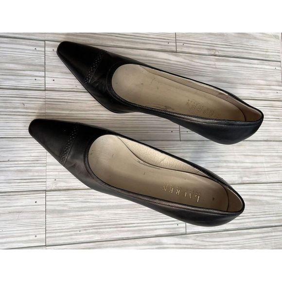 Ralph Lauren Womens Lucinda Pumps 8B Black Leather Classic - Picture 3 of 8